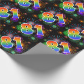 Kleurig Fireworks + Rainboogpatroon "81" Event # Cadeaupapier (Hoek)