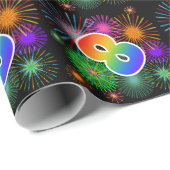 Kleurig Fireworks + Rainboogpatroon "8" Event # Cadeaupapier (Rol Hoek)
