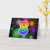 Kleurig Fireworks + Rainboogpatroon "8" Event # Kaart (Gele Bloem)