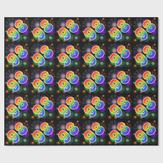 Kleurig Fireworks + Rainboogpatroon "98" Event # Cadeaupapier (Vlak)