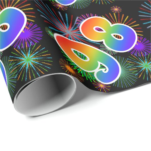 Kleurig Fireworks + Rainboogpatroon "98" Event # Cadeaupapier (Rol Hoek)