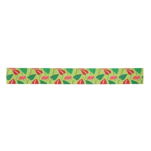 Kleurig flamingo bloemen patroon satijn lint (Voorkant)