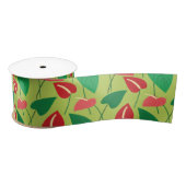 Kleurig flamingo bloemen patroon satijn lint (Spoel)