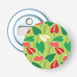 Kleurig flamingo bloespatroon button flesopener