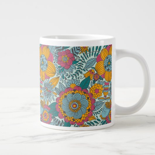 Kleurig floreel patroon extra grote mok (Rechts)