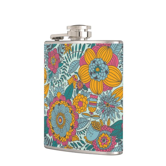 Kleurig floreel patroon heupfles (Links)