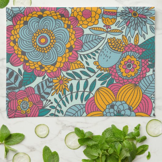 Kleurig floreel patroon theedoek (Gevouwen)