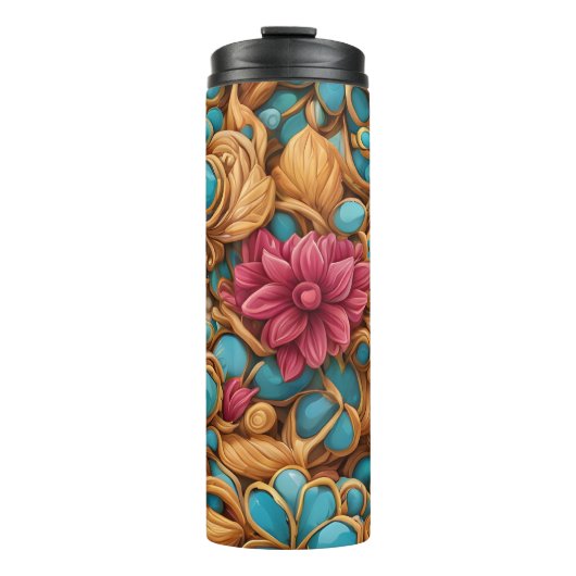 Kleurig floreel patroon thermosbeker (Voorkant)