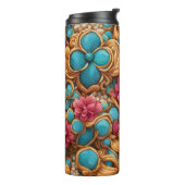 Kleurig floreel patroon thermosbeker (Gedraaid links)