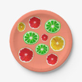 Kleurig fruitig vruchtpatroon papieren bordje (Voorkant)