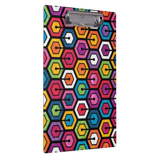 Kleurig geometrisch patroon met zeshoeken klembord (Rechts)
