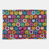 Kleurig geometrisch patroon met zeshoeken theedoek (Horizontaal)