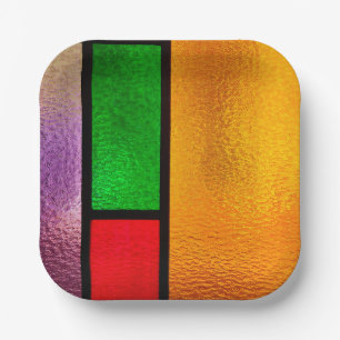 Kleurig Glas in lood ontwerp Papieren Bordje