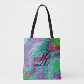 Kleurig Glittery Abstract ontwerp met monogram Draagtas (Voorkant)