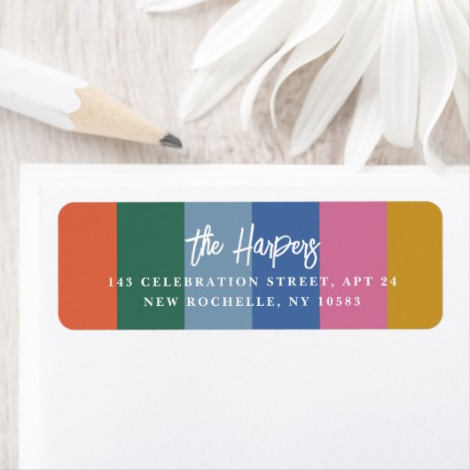 Kleurig, helder, gepersonaliseerd penseelscript me etiket (Insitu)