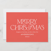 Kleurig, helder rood kerstgeometrisch script feestdagenkaart (Voorkant)