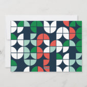 Kleurig, helder rood kerstgeometrisch script feestdagenkaart (Achterkant)