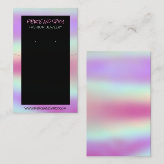 Kleurig holografisch Ketting en oorscherm Visitekaartje (Voorkant / Achterkant)