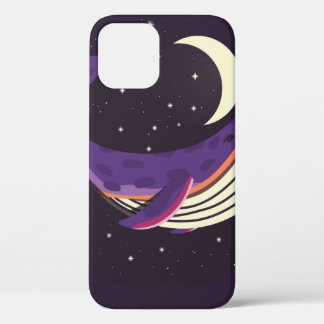 Kleurig illustratieportret van schattige walvis in iPhone 12 hoesje