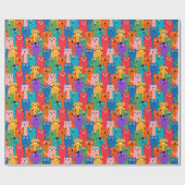 Kleurig kattenpatroon cadeaupapier (Vlak)