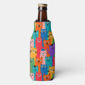 Kleurig kattenpatroon flesjeskoeler (Fles Voorkant)