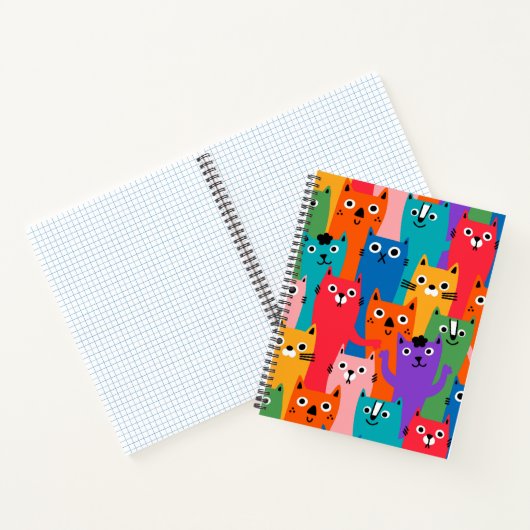 Kleurig kattenpatroon notitieboek (Binnen)
