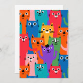 Kleurig kattenpatroon save the date (Voorkant / Achterkant)