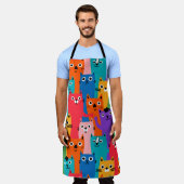 Kleurig kattenpatroon schort (Gedragen)