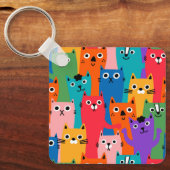 Kleurig kattenpatroon sleutelhanger (Voorkant)