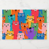 Kleurig kattenpatroon sparkling wijnetiket (Enkel label)