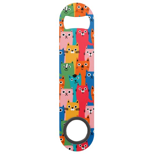 Kleurig kattenpatroon speed flessenopener (Achterkant)