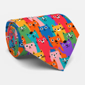 Kleurig kattenpatroon stropdas (Opgerold)