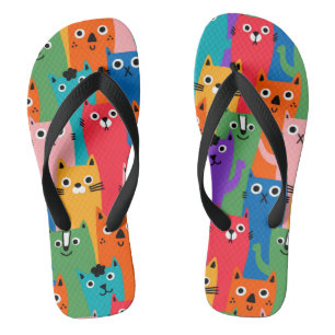 Kleurig kattenpatroon teenslippers
