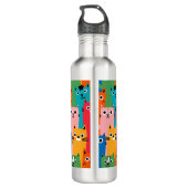 Kleurig kattenpatroon waterfles (Achterkant)