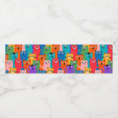 Kleurig kattenpatroon waterfles etiket (Enkel label)