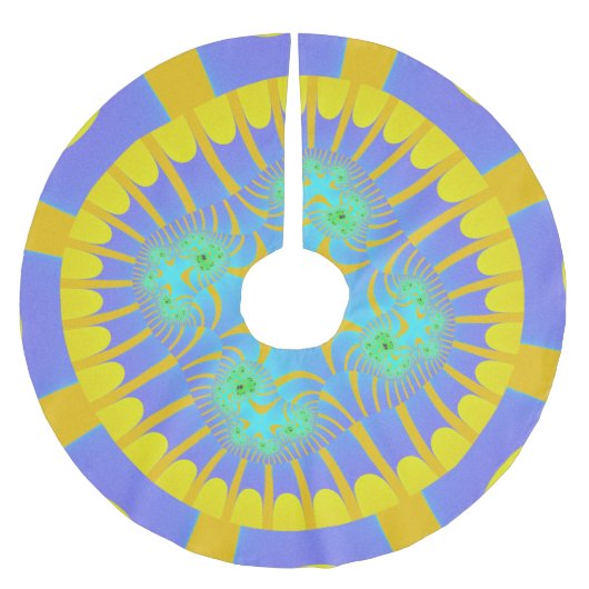 Kleurig lichtblauw en geel fractal kerstboom rok (Voorkant)