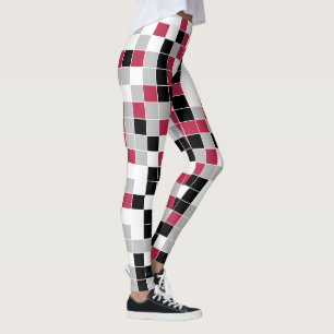 Kleurig magenta zwart grijs geometrisch patroon leggings