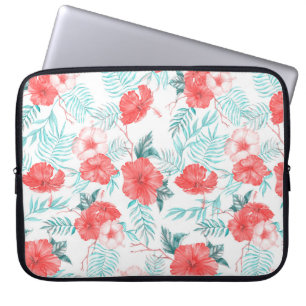 Kleurig, met de hand getekend tropisch patroon met laptop sleeve