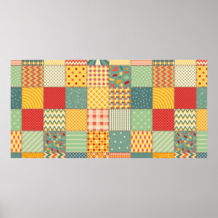 Kleurig naadloos patchwerkpatroon met abstract poster