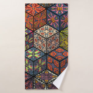 Kleurig  naadloos patroon met florale en badhanddoek