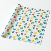 Kleurig ontwerp van het puzzelstuk cadeaupapier (Uitgerold)