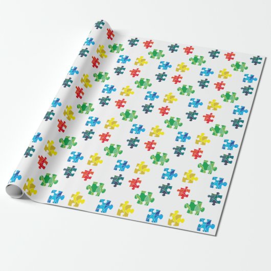 Kleurig ontwerp van het puzzelstuk cadeaupapier (Uitgerold)