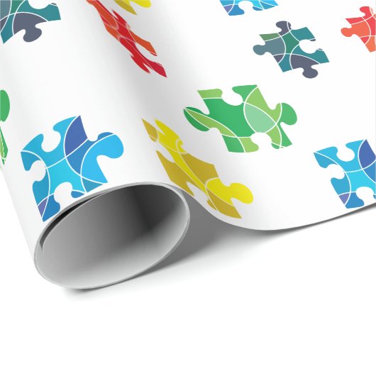 Kleurig ontwerp van het puzzelstuk cadeaupapier (Rol Hoek)