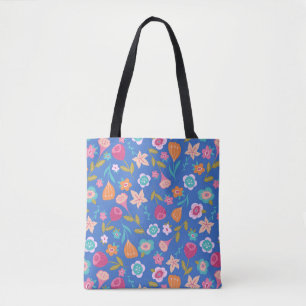 kleurig patroon van abstracte bloemen draagtas