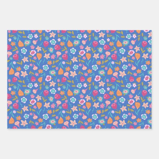 kleurig patroon van abstracte bloemen inpakpapier vel (Voorkant)