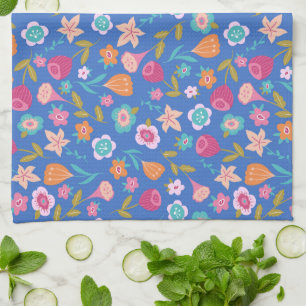 kleurig patroon van abstracte bloemen theedoek