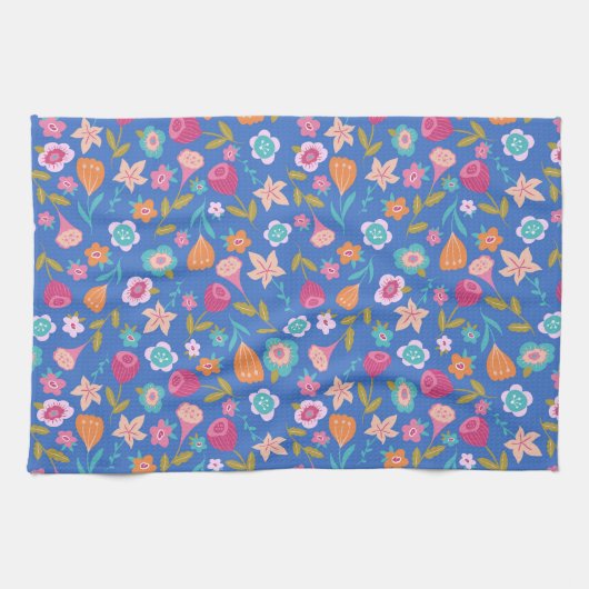 kleurig patroon van abstracte bloemen theedoek (Horizontaal)