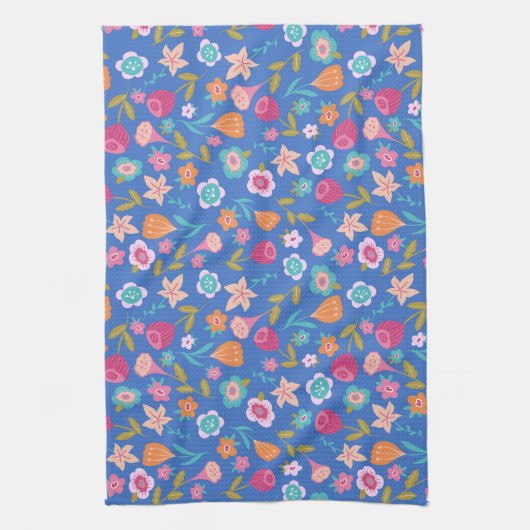 kleurig patroon van abstracte bloemen theedoek (Verticaal)