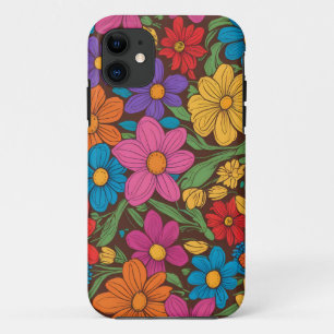 Kleurig patroon van bloemen iPhone 11 hoesje