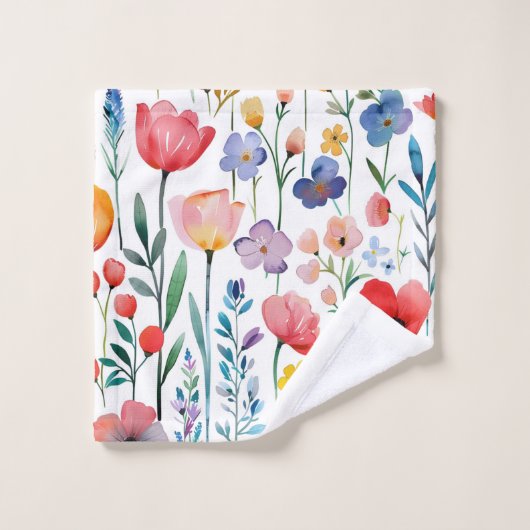 Kleurig patroon van bronbloemen bad handdoek (Wasdoekje)